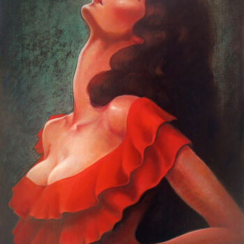 Schilderij getiteld "Tango" door Isabel Mahe, Origineel Kunstwerk, Olie Gemonteerd op Frame voor houten brancard