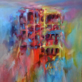 Painting titled "cuenca" by Isabel Tapias, Original Artwork, Oil