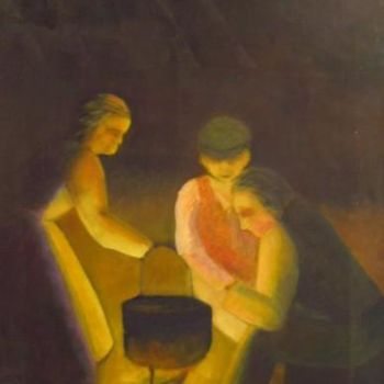 Malerei mit dem Titel "La Familia" von Isabel Torres Torrado, Original-Kunstwerk, Öl