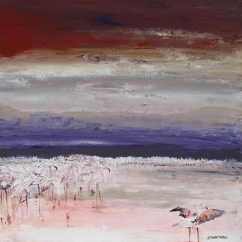 Painting titled ""Les Flamants roses"" by Isabel Vallat, Original Artwork, Acrylic