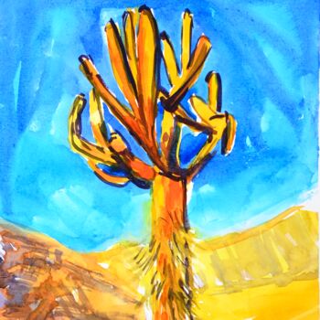 Schilderij getiteld "Candelabro cactus" door Isabel Zuniga Recalde, Origineel Kunstwerk, Aquarel