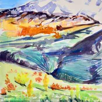 Painting titled "Il Vulcano" by Isabel Zuniga Recalde, Original Artwork, Watercolor