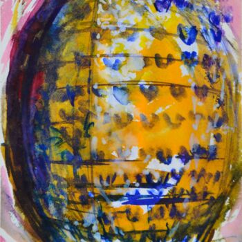 Pintura intitulada "Non conventional egg" por Isabel Zuniga Recalde, Obras de arte originais, Aquarela