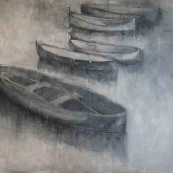 Painting titled "barche sul nulla" by Isabella Cervia, Original Artwork