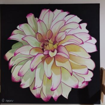 Painting titled "Dalia" by Isabella Corcelli, Original Artwork, Oil Mounted on Wood Stretcher frame