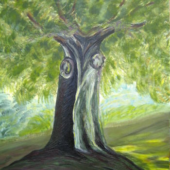 Painting titled "Drzewo II" by Isabel Degen, Original Artwork, Oil