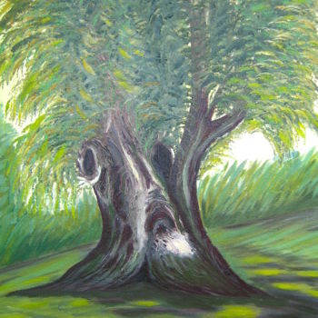 Painting titled "Drzewo III" by Isabel Degen, Original Artwork, Oil