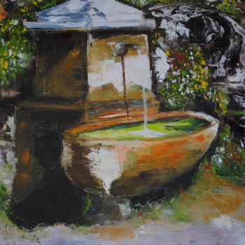 Pintura intitulada "Fontaine provençale" por Isabelle Rombi, Obras de arte originais, Óleo