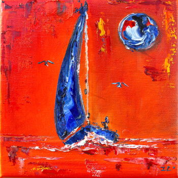 Malerei mit dem Titel "Le Voyage II" von Isabelle Lafargue, Original-Kunstwerk, Öl