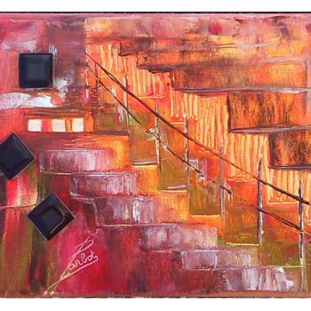 Pintura intitulada "la-porte 60 x 20 .j…" por Isabelle Barbot, Obras de arte originais