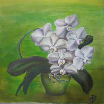 Drawing titled "Orchidées" by Isabelle Blanc, Original Artwork, Ink
