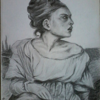 Drawing titled "L'Orpheline de Dela…" by Isabelle Blanc, Original Artwork, Pencil