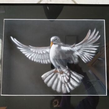 Dessin intitulée "La colombe" par Isabelle Blanc, Œuvre d'art originale, Pastel Monté sur Carton
