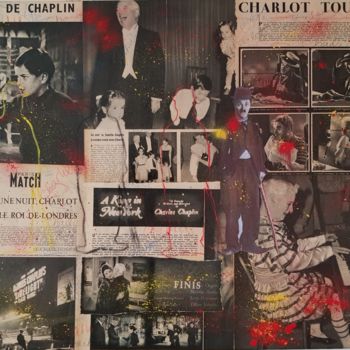 Collages intitulée "Charlot tourne !" par Isabelle Blondel, Œuvre d'art originale, Collages