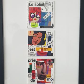 Collages titled ""Le soleil est près…" by Isabelle Blondel, Original Artwork, Collages