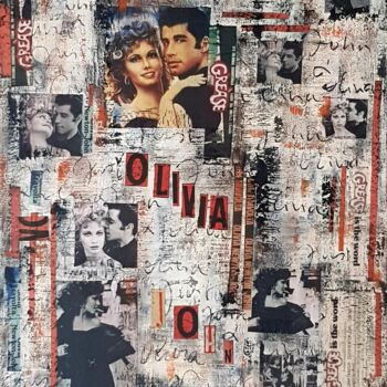 「"Just John & Olivia…」というタイトルのコラージュ Isabelle Blondelによって, オリジナルのアートワーク, コラージュ