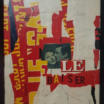 Collages titled "Le Baiser" by Isabelle Blondel, Original Artwork, Collages