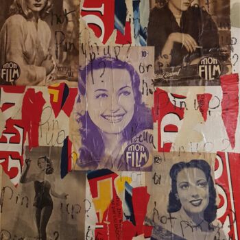 Collages getiteld "Pin Up ? Or not Pin…" door Isabelle Blondel, Origineel Kunstwerk, Collages