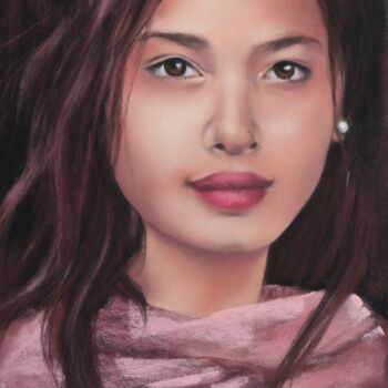 Painting titled "Indra" by Isabelle Boccalini, Original Artwork, Pastel