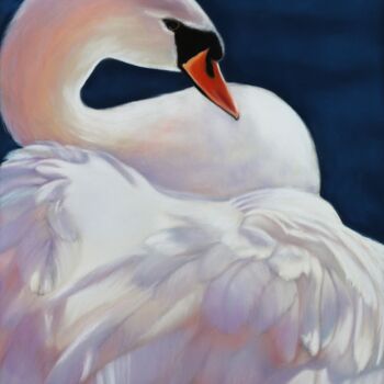 Painting titled "Cygne" by Isabelle Boccalini, Original Artwork, Pastel