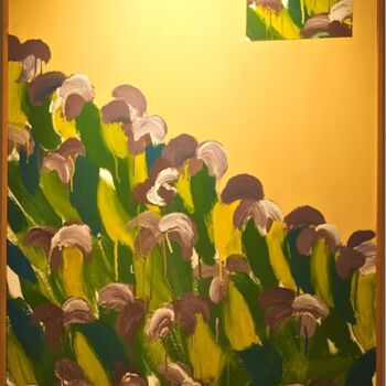 Peinture intitulée ""Les iris"" par Isabelle Boulin, Œuvre d'art originale, Acrylique Monté sur Châssis en bois