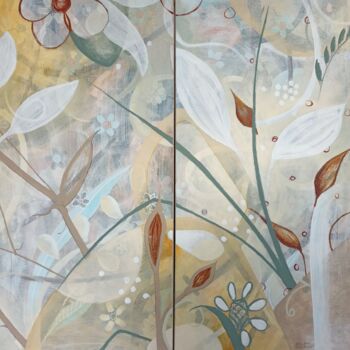 Ζωγραφική με τίτλο "Abstraction végétal…" από Isabelle Bout, Αυθεντικά έργα τέχνης, Ακρυλικό Τοποθετήθηκε στο Ξύλινο φορείο…
