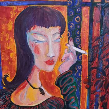 Painting titled "LÉONNE" by Isabelle Brisset, Original Artwork, Oil