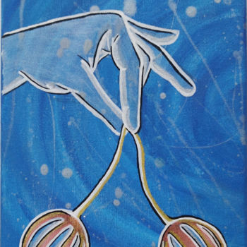 Peinture intitulée "Cueillir les cerises" par Poka, Œuvre d'art originale, Acrylique