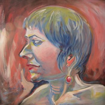 Painting titled "LE MODELE 55x55" by Isabelle Delamarre, Original Artwork, Oil