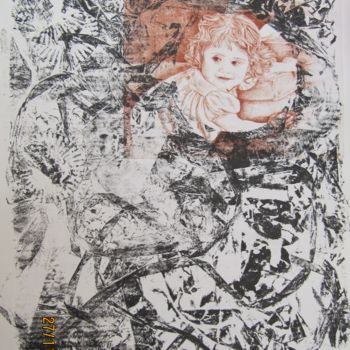 Druckgrafik mit dem Titel "LES RUBANS DE NOEL…" von Isabelle Delamarre, Original-Kunstwerk, Gravur