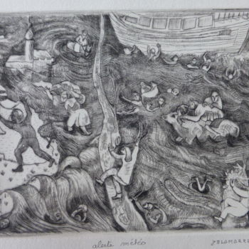 Incisioni, stampe intitolato "ALERTE METEO" da Isabelle Delamarre, Opera d'arte originale, Acquaforte