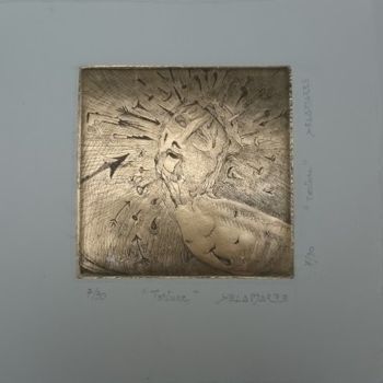 Incisioni, stampe intitolato "TORTURE 21X21" da Isabelle Delamarre, Opera d'arte originale, incisione