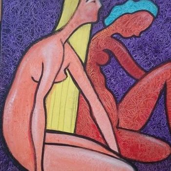 Painting titled "OFFRONS LEUR LE PAR…" by Isabelle Delamarre, Original Artwork, Acrylic