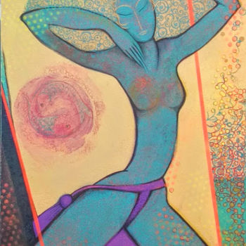 Malerei mit dem Titel "LE FEMININ SACRE 80…" von Isabelle Delamarre, Original-Kunstwerk, Acryl