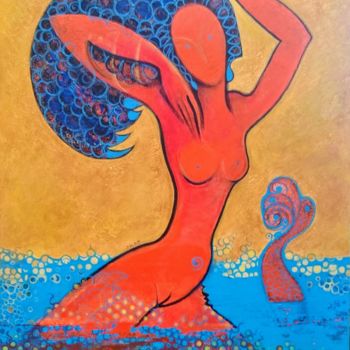 Painting titled "ONDINE 81x100" by Isabelle Delamarre, Original Artwork, Acrylic
