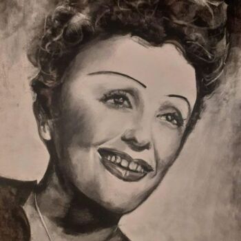 Drawing titled "Edith Piaf" by Isabelle Derangere, Original Artwork, Pastel