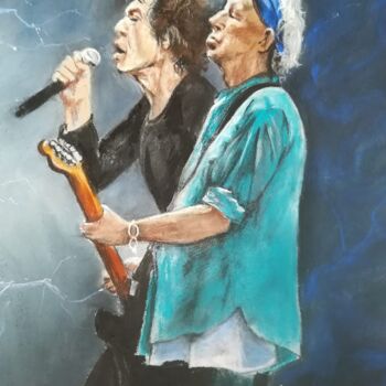 Rysunek zatytułowany „The Rolling Stones” autorstwa Isabelle Derangere, Oryginalna praca, Pastel