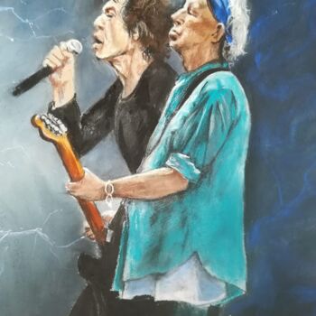 Disegno intitolato "The Rolling Stones" da Isabelle Derangere, Opera d'arte originale, Pastello