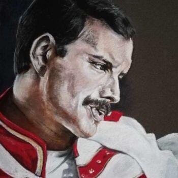 Disegno intitolato "Freddie Mercury 1985" da Isabelle Derangere, Opera d'arte originale, Pastello