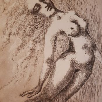 Printmaking titled "Ondine" by Isabelle Desaulty, Original Artwork, Etching