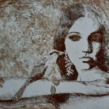 Gravures & estampes intitulée "Déméter" par Isabelle Desaulty, Œuvre d'art originale, Eau-forte