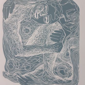 Druckgrafik mit dem Titel "Consolation" von Isabelle Desaulty, Original-Kunstwerk, Linoldrucke