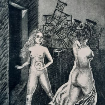 Gravures & estampes intitulée "Reminescence" par Isabelle Desaulty, Œuvre d'art originale, Eau-forte