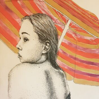 Gravures & estampes intitulée ""Jeune et jolie "" par Isabelle Desaulty, Œuvre d'art originale, Eau-forte