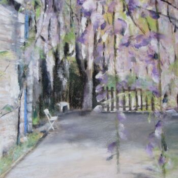 Painting titled "Le jardin" by Isabelle Douzamy, Original Artwork, Pastel