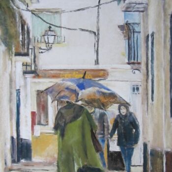 Painting titled "Personnages dans la…" by Isabelle Douzamy, Original Artwork, Pastel