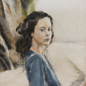 Drawing titled "Portrait jeune fill…" by Isabelle Douzamy, Original Artwork, Pastel