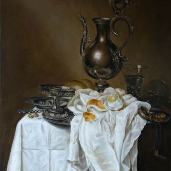 Painting titled "Nature morte à l'ai…" by Isabelle Frances, Original Artwork, Oil