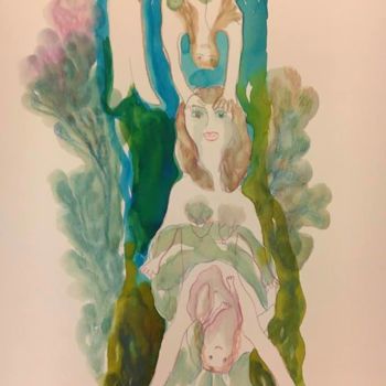 Painting titled "L'enfant-fleur" by Isabelle Garderet, Original Artwork, Pastel