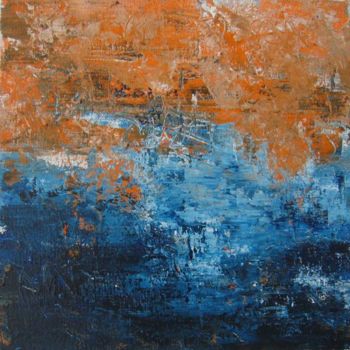 Pittura intitolato "Abstraction en bleu…" da Isabelle Gourcerol, Opera d'arte originale, Olio